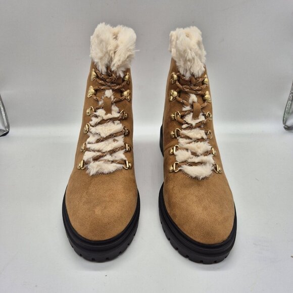 J. Crew Women's Faux Fur Winter Hiking Boots Size 10.5 Chestnut Brown - Picture 3 of 11